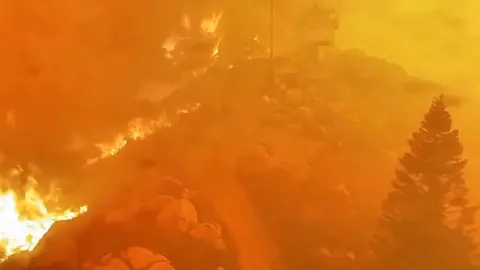 Fire engulfs remote camera in California