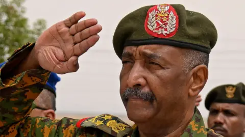 AFP Sudanese army chief Abdel Fattah al-Burhan visits the Flamingo Marine Base in Port Sudan on August 28, 2023. 