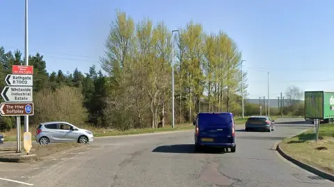 Google A general view of vehicles on Boghead Roundabout near Bathgate on a sunny day.