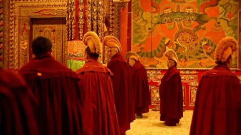 Monks in a monastery