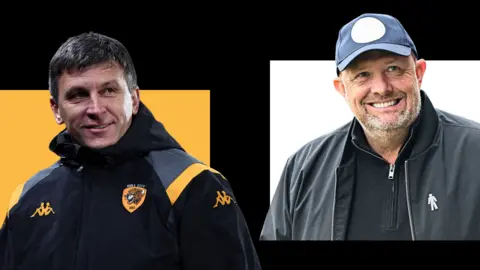 A smiling Hull City boss Sergej Jakirovic and Bromley's Andy Woodman