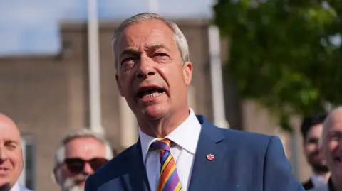 Reform UK leader Nigel Farage during a visit to Havering Town Hall in Romford, following the 2026 local election results. Picture date: Friday May 8, 2026.