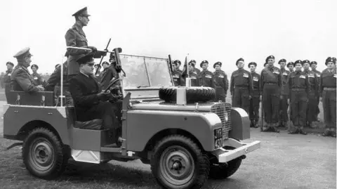AFP via Getty Images King George VI inspected troops from an English Land Rover in October 1948