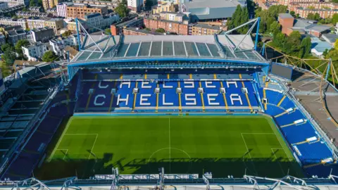 Aerial image of Stamford Bridge Stadium.