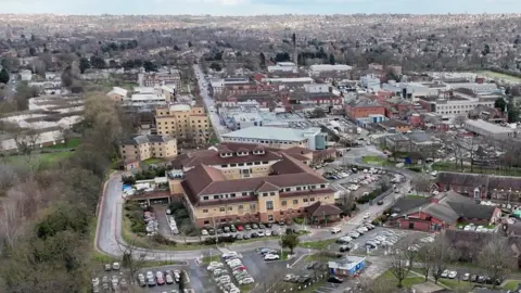 An aerial shot of Nottingham City Hospital.