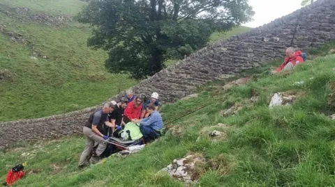 Edale Mountain Rescue Team Woman rescued from hill near Winnats Pass in Peak District