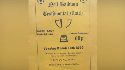 Malcolm Clarke The match programme including the venue, Keele University, and the price of 60p. The page includes an image of a trophy with the years 1960 and 2000 at the bottom if it.
