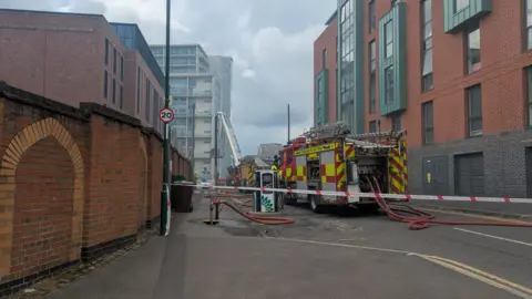 Fire engine in street