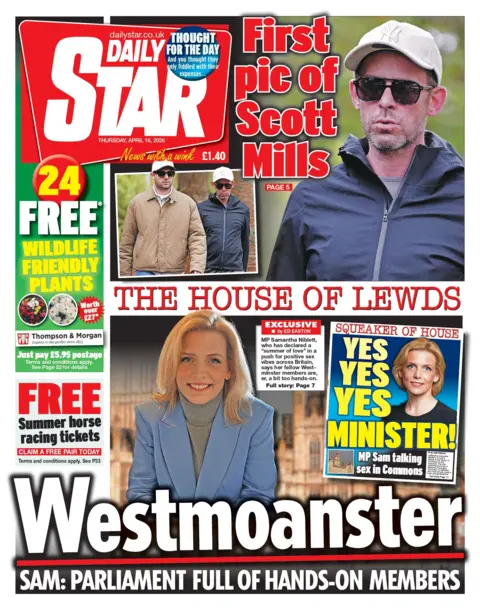 Westmoanster," reads the headline on the front page of the Daily Star.