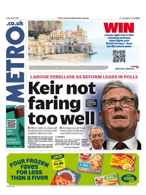 "Keir not faring too well" reads the headline on the front page of Metro.