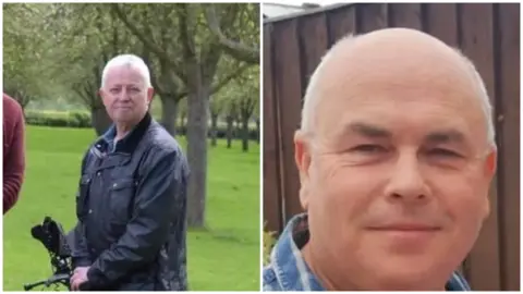 A split image showing Jeremy Daw on the left in a black jacket with white hair and David Morgan on the right wearing a blue checked shirt. 