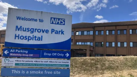 A sign for Musgrove Park Hospital