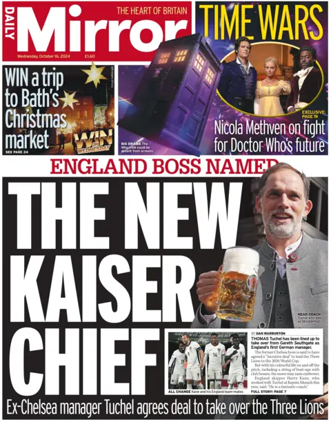 The Mirror The Mirror features the header  "the caller   Kaiser Chief" with a representation   of Thomas Tuchel