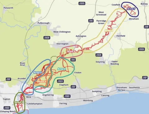 RWE Planning map of proposed Rampion 2 cable route changes