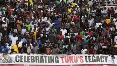 EPA Part of the thousands of fans who attended the National Sports Stadium in Harare, Zimbabwe, 26 January 2019.