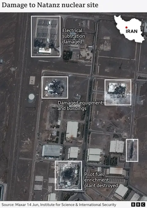 A graphic showing damage to Natanz nuclear site