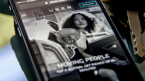 An Uber ad displayed on an i-phone