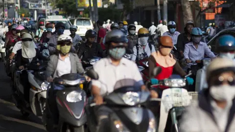Getty Images General view of commuters travelling on Scooters and motorbikes in Ho Chi Minh City, Vietnam