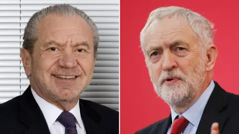 PA/Getty  Lord Sugar and Jeremy Corbyn
