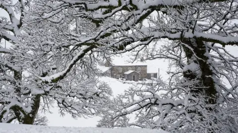 Snow covered hills in Carrshield