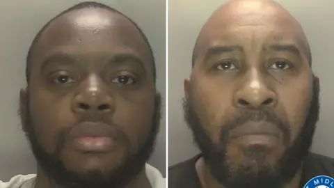 Custody images of Sharif Cousins and James Gray, after their arrests in connection with the shooting in May 2025.