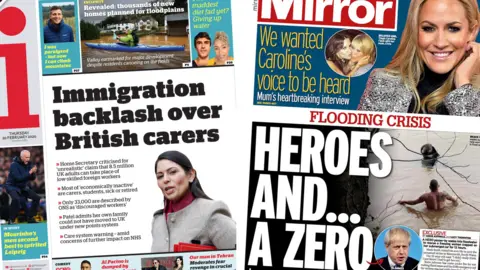 The i newspaper and the Mirror