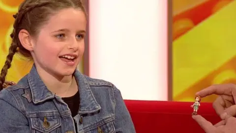 BBC Sofia with one of the new characters from the Lego Friends range