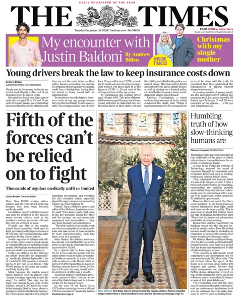 Times headline reads: "Fifth of the forces can't be relied on to fight" 