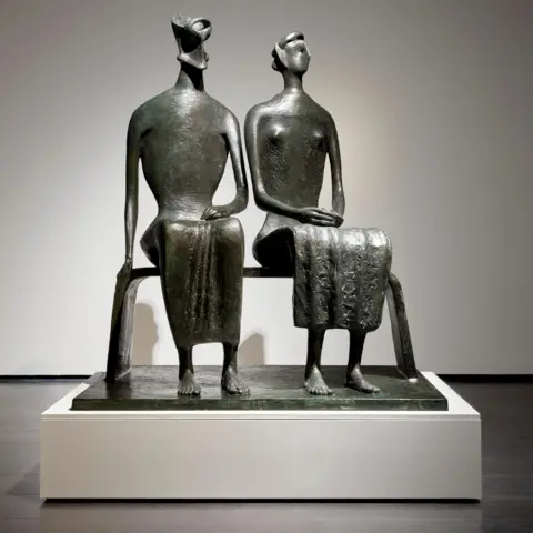 Christie's A front view of the King and Queen sculpture having been cleaned up and put in a studio