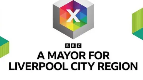Graphic promoting the BBC Liverpool City Region mayoral debate