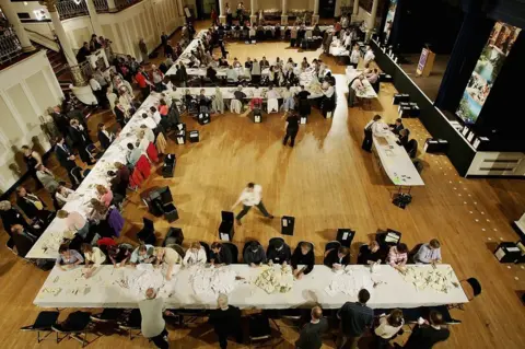 Getty Images People count at tables