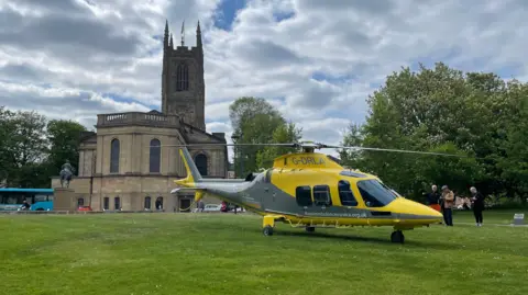 Air ambulance in Derby