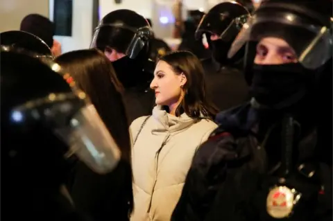 Reuters A demonstrator is detained by law enforcement officers during an anti-war protest against Russia"s invasion of Ukraine, in Saint Petersburg, Russia March 2, 2022.