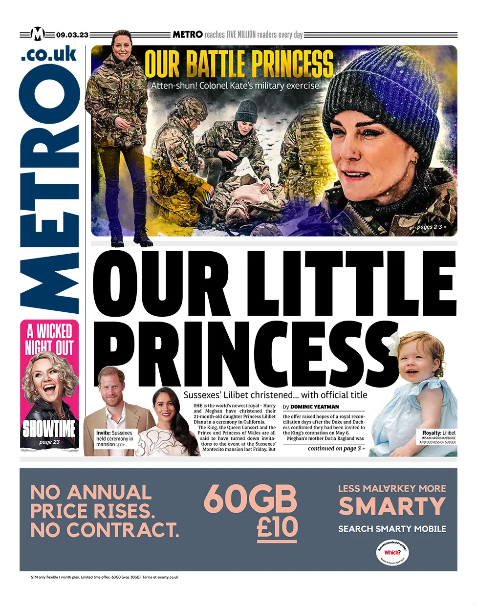 The headline in the Metro reads: "Our little princess"