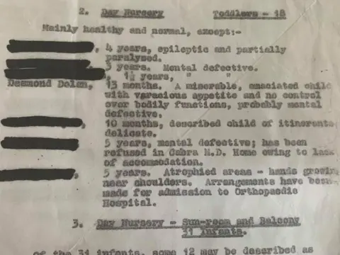 A redacted extract of the inspection report described Baby John's ill health