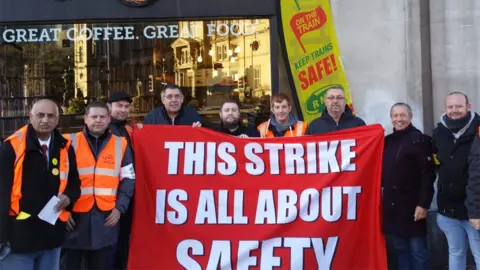 RMT picket line in Leeds