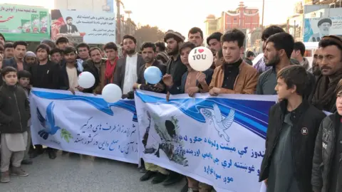 BBC A protest in support of peace in Kunduz