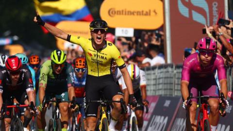 Dutch sprinter Olav Kooij wins stage nine of the Giro d'Italia in Naples