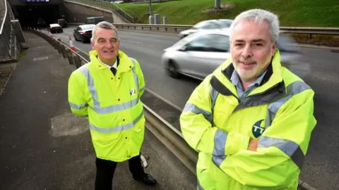 TT2 North East Joint Transport Committee chairman Martin Gannon and TT2 chief executive Phil Smith at the Tyne Tunnel