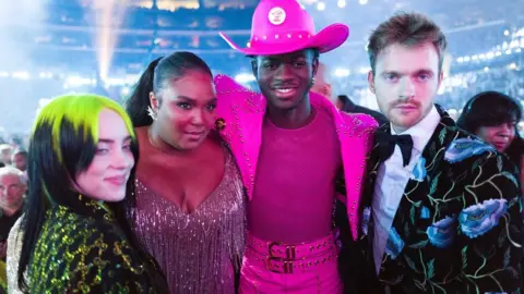 Getty Images Billie Eilish, Lizzo, Lil Nas X, with Finneas O'Connell