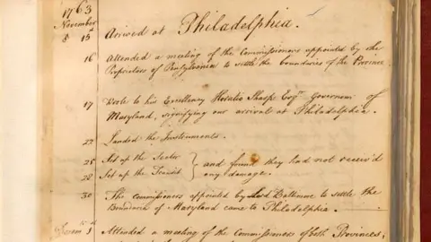 US Library of Congress Page from Charles Mason's journal