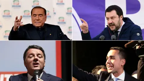 AFP Silvio Berlusconi, Matteo Salvini, Matteo Renzi, Luigi Di Maio