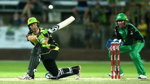 Getty Images Shane Watson of the Sydney Thunder plays a shot during the Big Bash League exhibition match between the Melbourne Stars and the Sydney Thunder at Lavington Sports Ground on December 12, 2017