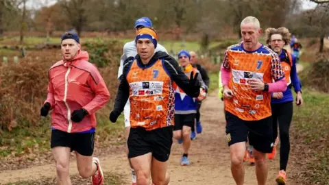 PA Media Kevin Sinfield in Richmond Park on day seven of the 7 in 7 in 7 Challenge in London in 2023