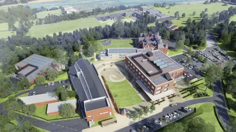 An artist's impression of the plans for Surrey Police’s headquarters at Mount Browne in Guildford.