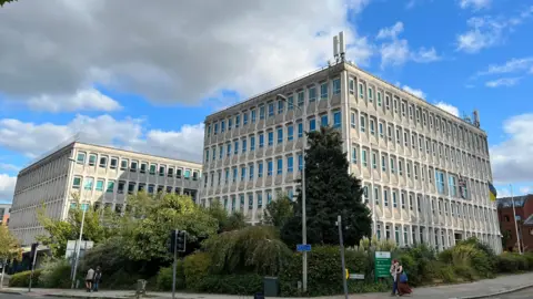 Two of the three buildings that make up the Civic Centre - the headquarters of Exeter City Council