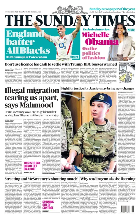 The Sunday Times front page