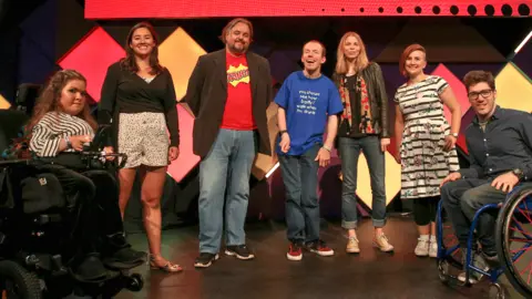 The six BBC Ouch performers for Storytelling Live: Going Out