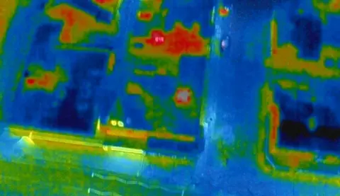 Cleveland Police Drone footage showing a heat map of the property