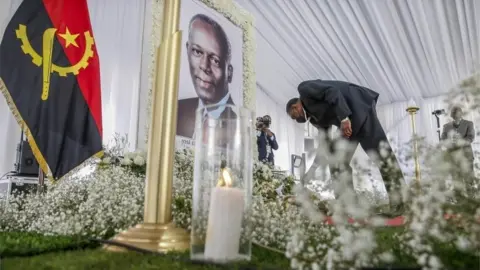 EPA People pay respect to late former president dos Santos, in Luanda, Angola, 11 July 2022